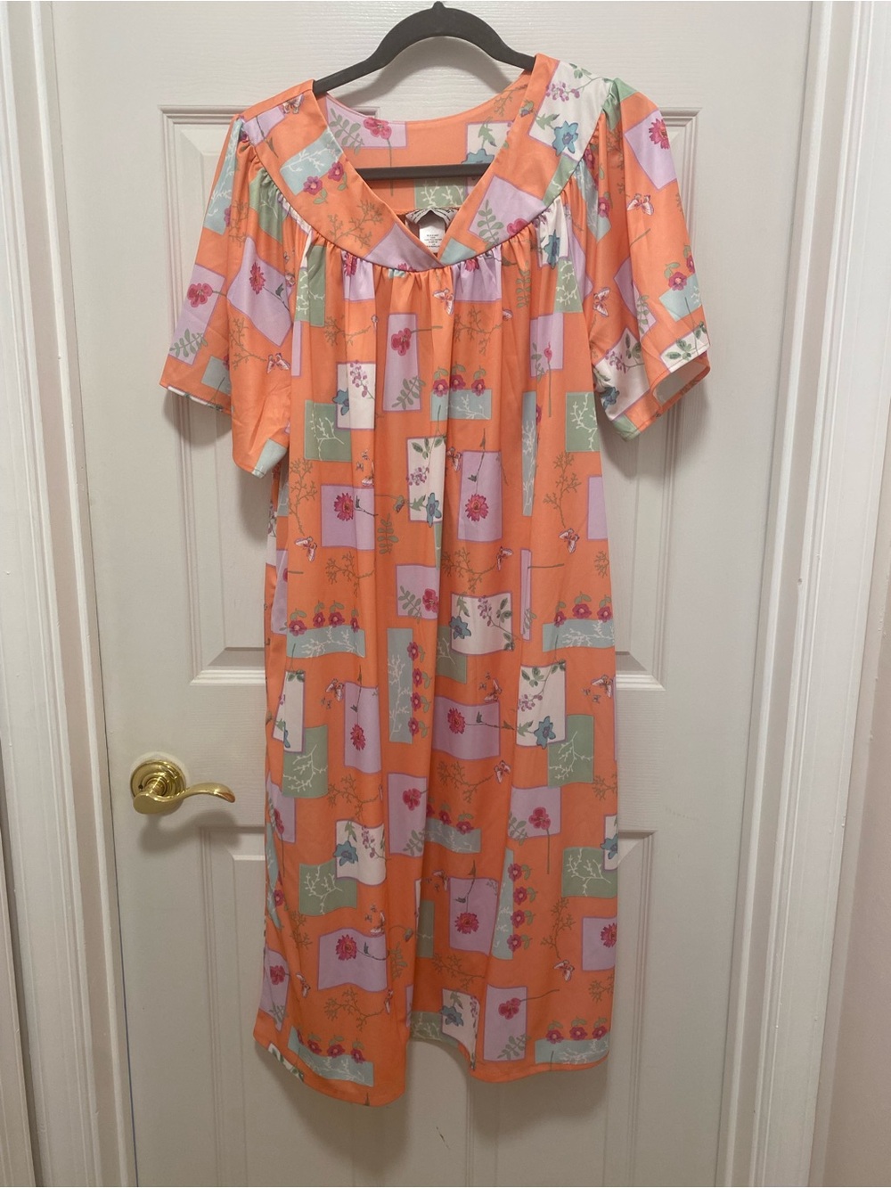 Anthony Richards Orange Floral Patchwork house dress